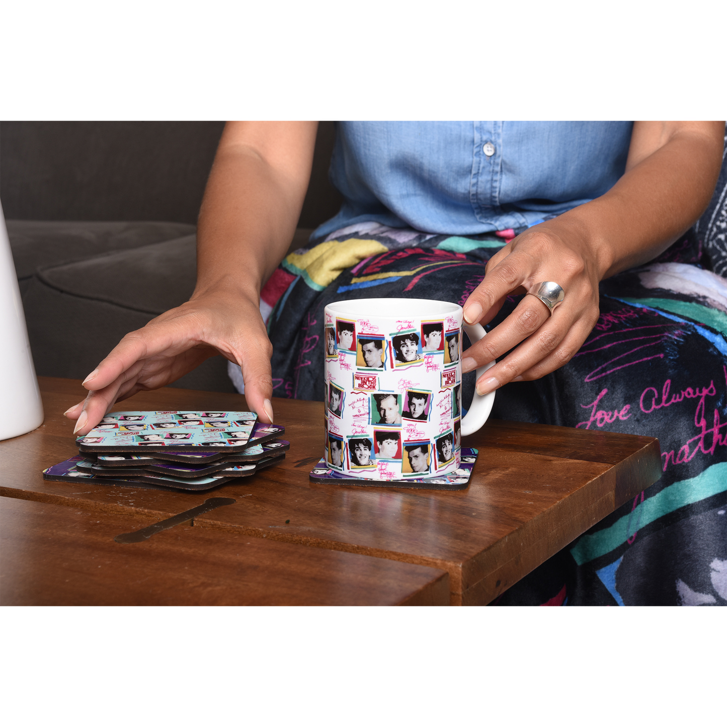 #BHBC NKOTB Vintage Photo Collage Purple Coaster-New Kids on the Block