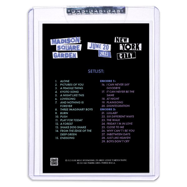 GAS The Cure June 20, 2023, New York, NY 2nd Edition Trading Card Illustrated by Matthew Lineham