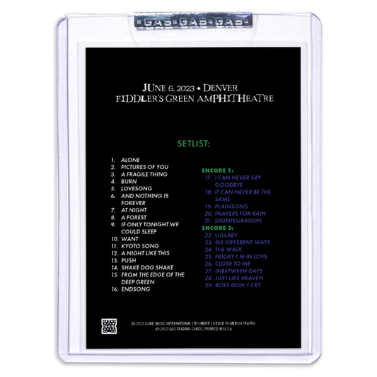 GAS The Cure June 6, 2023, Denver, CO Trading Card Illustrated by Sebastian Robles