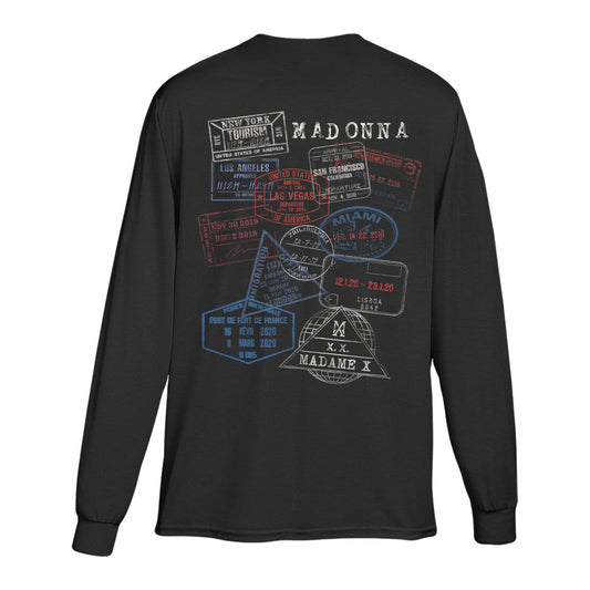 MX Logo passport stamp long sleeve tee-Madonna