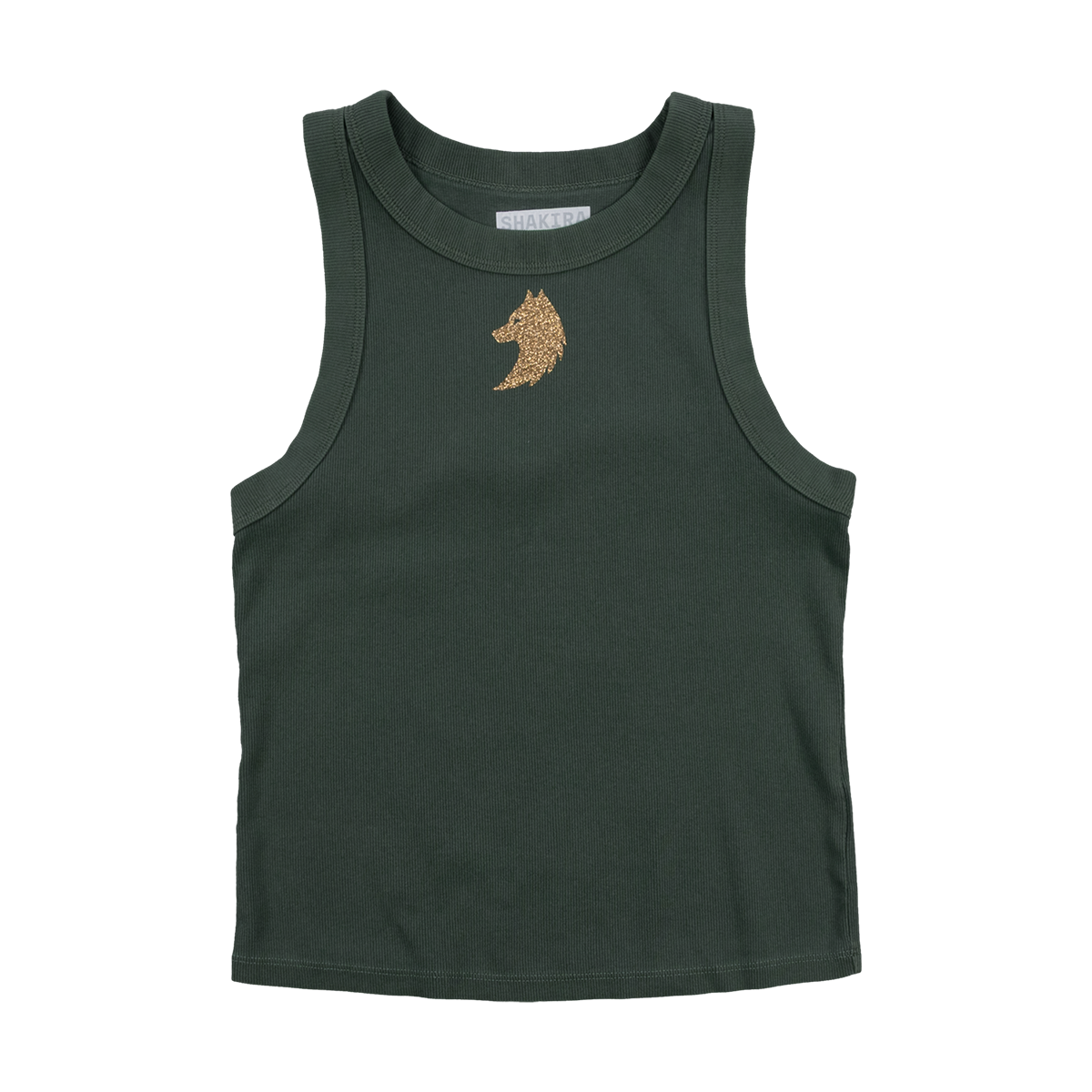 Bling Wolf Tank - Green and Gold