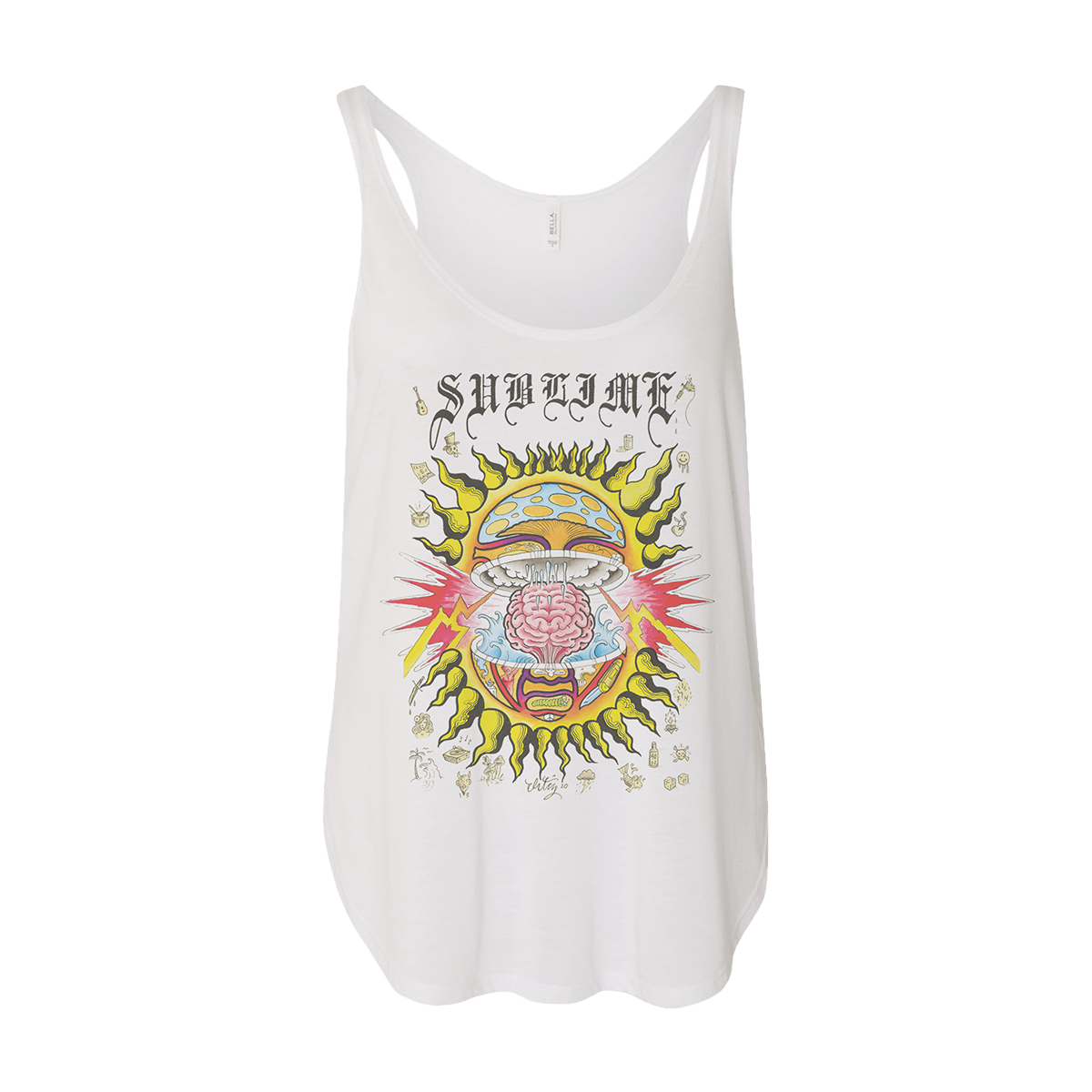 Mind-Blown Sun Women's White Flowy Tank