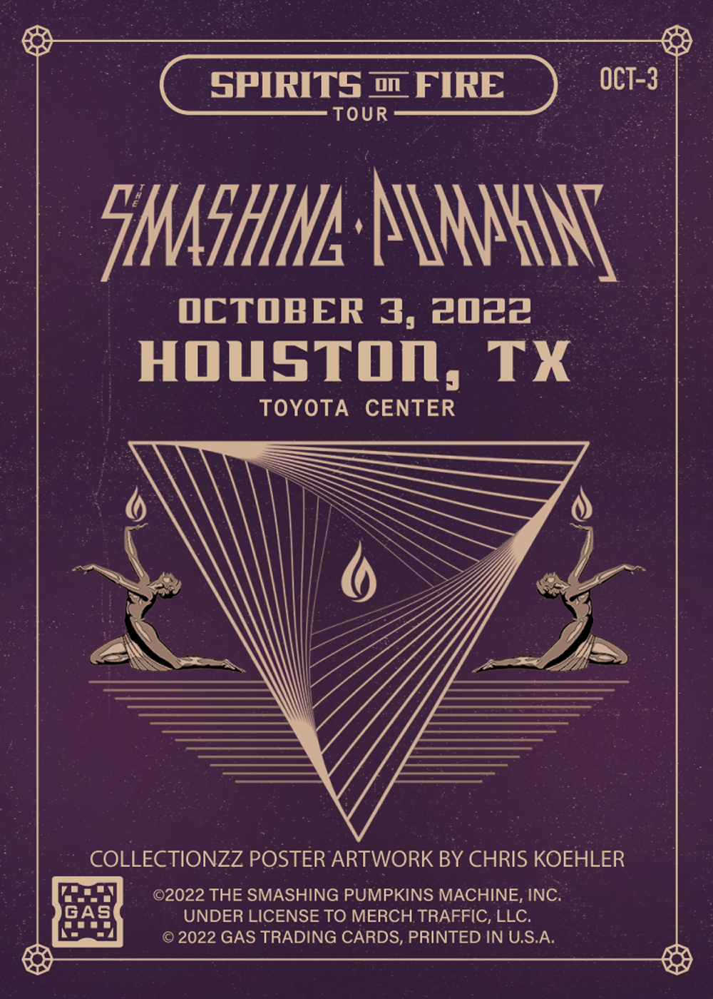 The Smashing Pumpkins Houston October 3, 2022 Exclusive GAS Trading Card