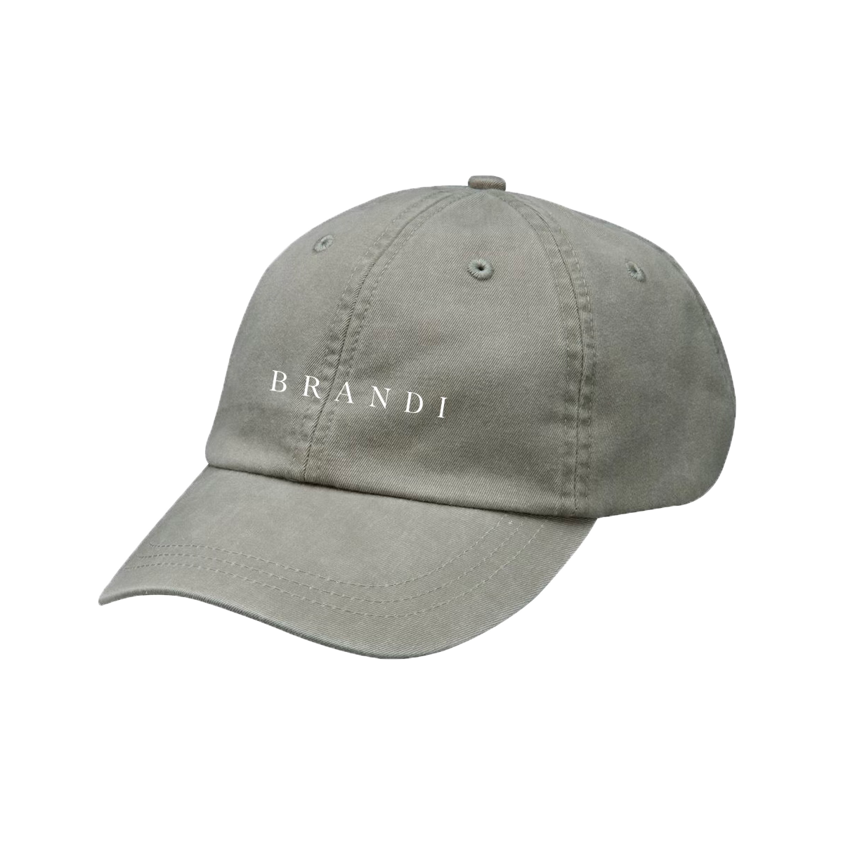 Gray cap with 'BRANDI' logo