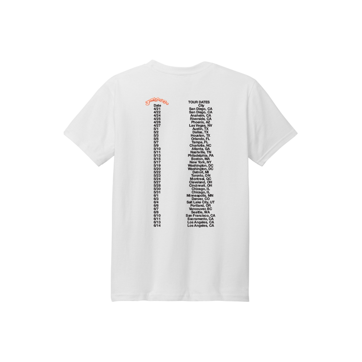 BACKFLIPS TOUR CITIES T-SHIRT