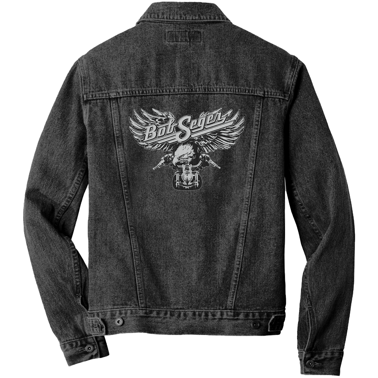 Motorcycle Eagle Black Denim Jacket