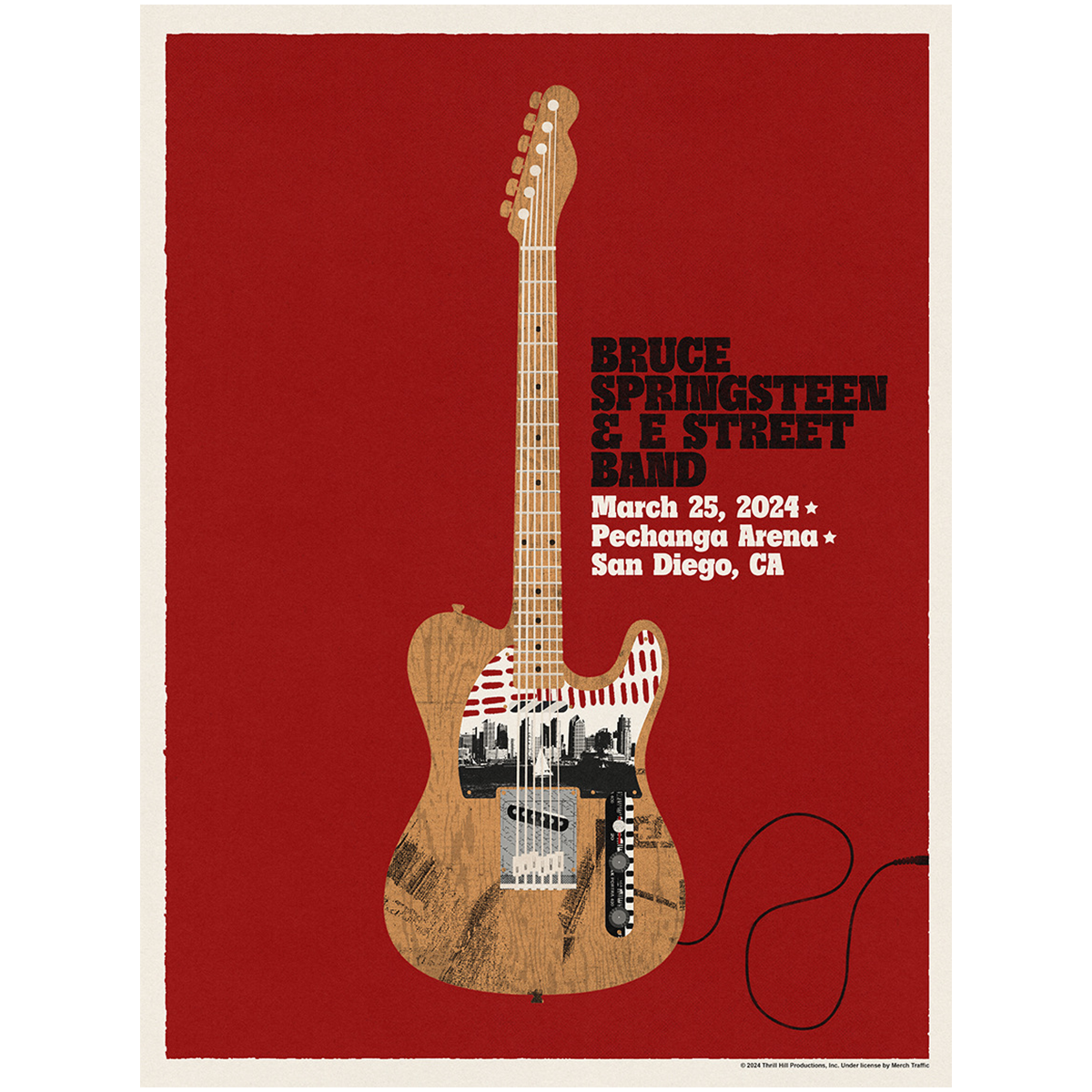 San Diego March 25 Bruce Springsteen & The E Street Band World Tour 2024 Poster - Limited Edition