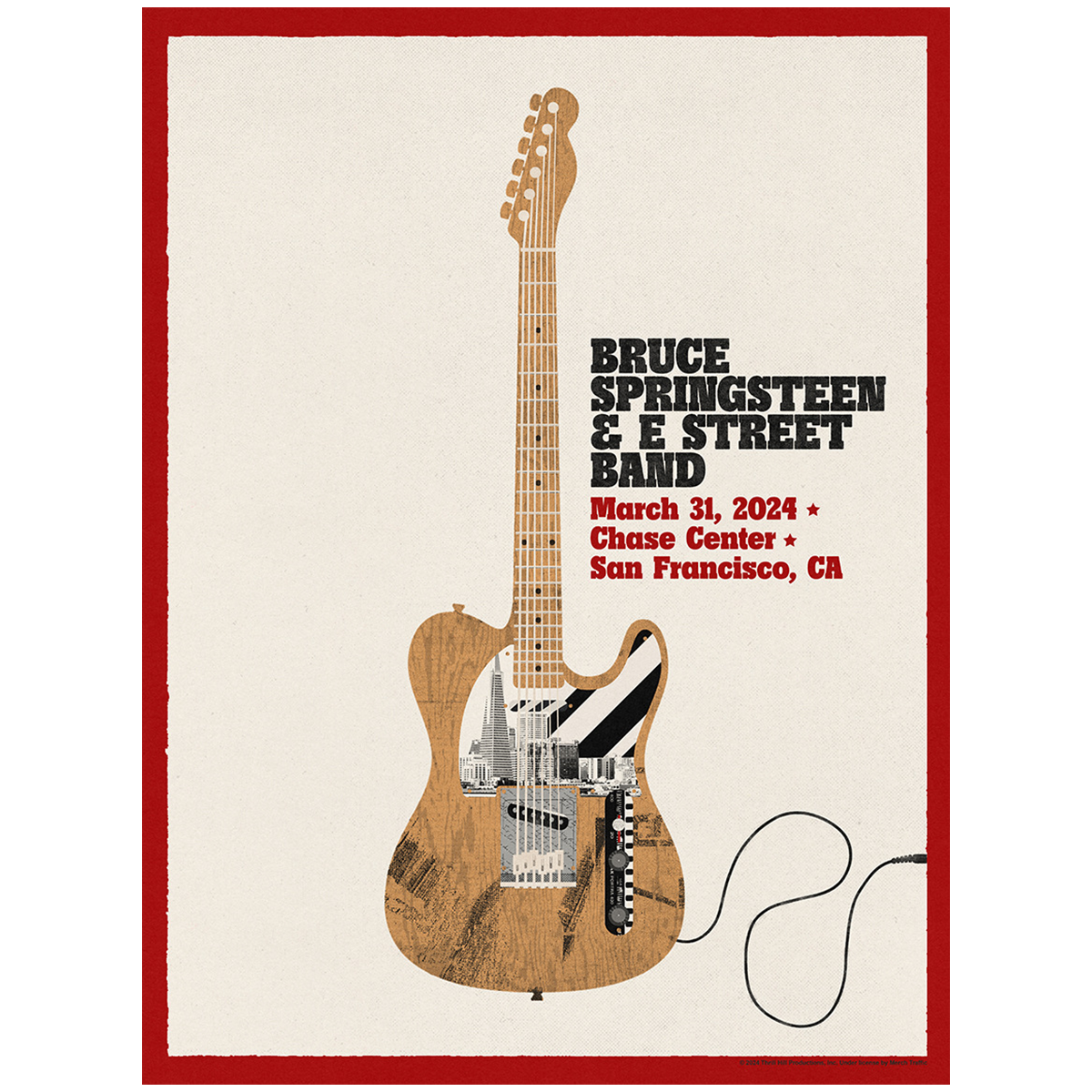 San Francisco March 31 Bruce Springsteen & The E Street Band World Tour 2024 Poster - Limited Edition