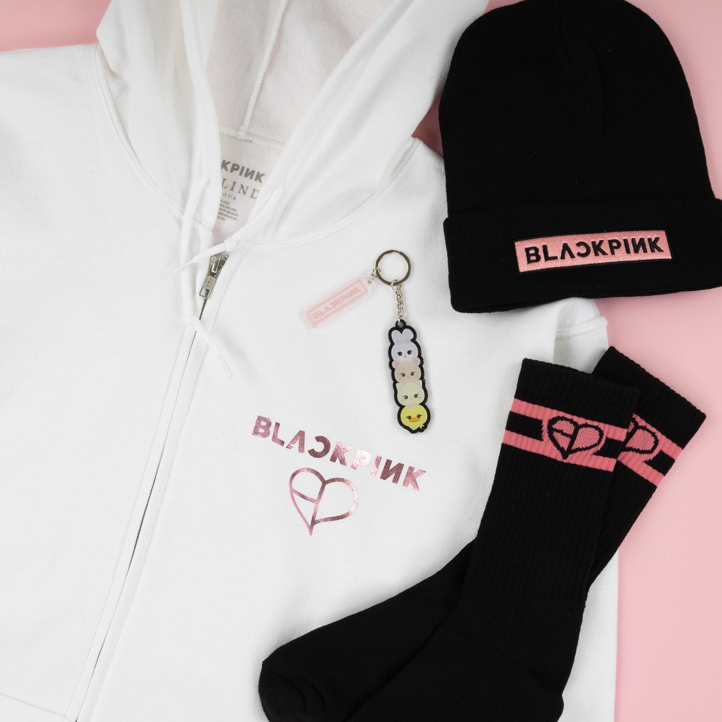 BLACKPINK Foil Zip Hoodie White