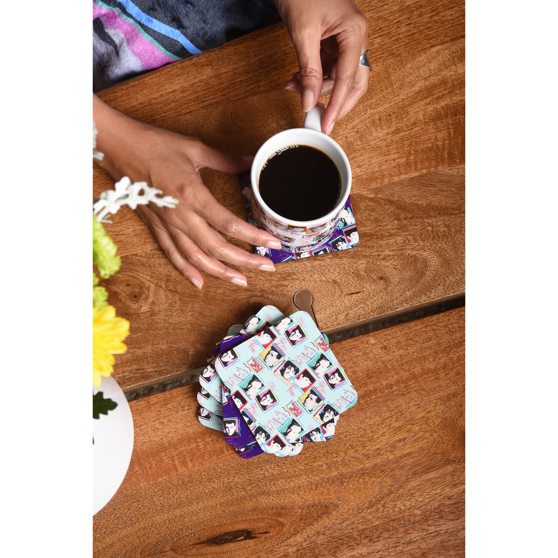 #BHBC NKOTB Vintage Photo Collage Purple Coaster-New Kids on the Block