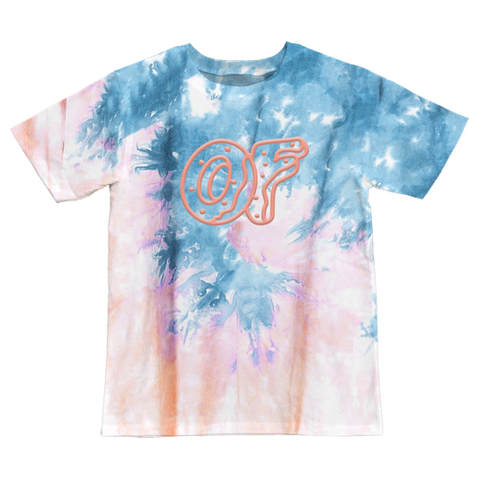 Donut Outline T-shirt - Blue/Pink Tie Dye-Odd Future