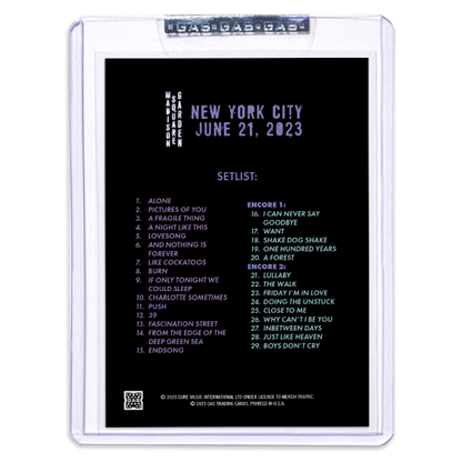 GAS The Cure June 21, 2023, New York, NY 2nd Edition Trading Card Illustrated by Matthew Lineham