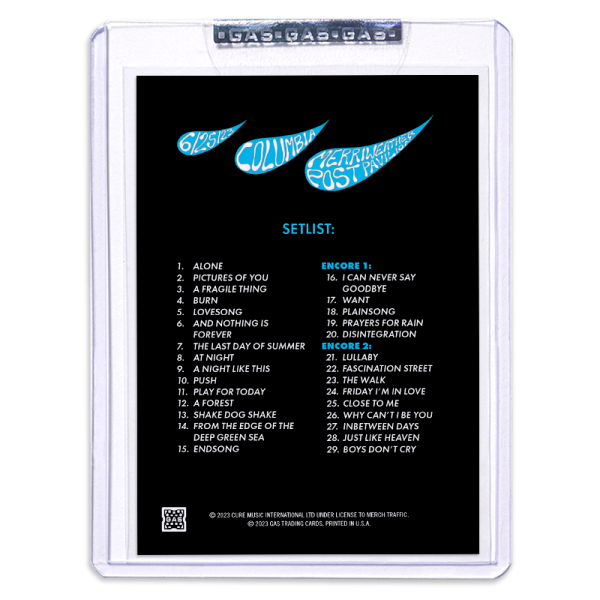 GAS The Cure June 25, 2023, Columbia, MD 2nd Edition Trading Card Illustrated by Evangeline Gallagher