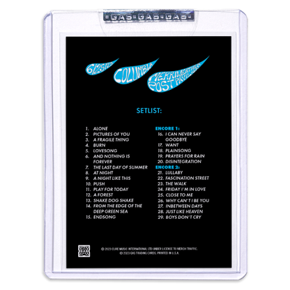 GAS The Cure June 25, 2023, Columbia, MD 2nd Edition Trading Card Illustrated by Evangeline Gallagher