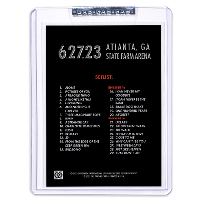 GAS The Cure June 27, 2023, Atlanta, GA Trading Card Illustrated by Christopher Everhart