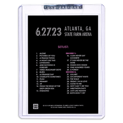 GAS The Cure June 27, 2023, Atlanta, GA 2nd Edition Trading Card Illustrated by Christopher Everhart