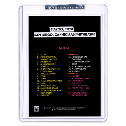 GAS The Cure May 20, 2023, San Diego, CA 2nd Edition Trading Card by NateMoonLife