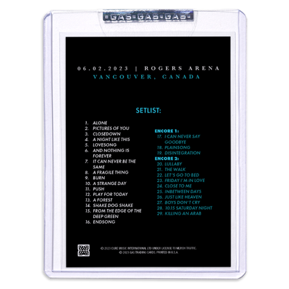 GAS The Cure June 2, 2023, Vancouver, BC, Canada Trading Card Illustrated by Simon Marchner