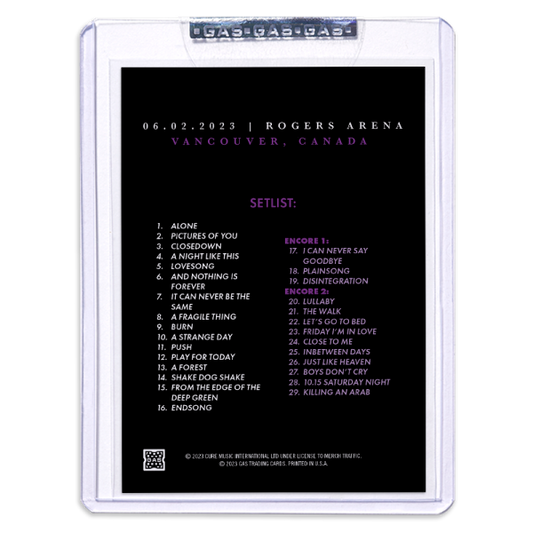 GAS The Cure June 2, 2023, Vancouver, BC, Canada 2nd Edition Trading Card Illustrated by Simon Marchner