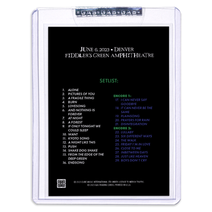 GAS The Cure June 6, 2023, Denver, CO Trading Card Illustrated by Sebastian Robles