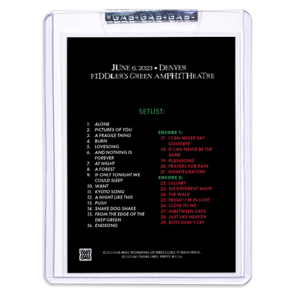 GAS The Cure June 6, 2023, Denver, CO 2nd Edition Trading Card Illustrated by Sebastian Robles