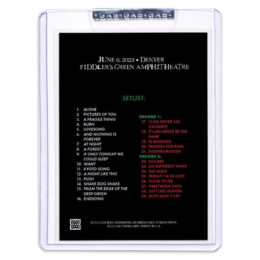 GAS The Cure June 6, 2023, Denver, CO 2nd Edition Trading Card Illustrated by Sebastian Robles