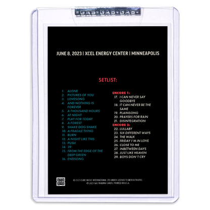 GAS The Cure June 8, 2023, Minneapolis, MN Trading Card Illustrated by John Vogl