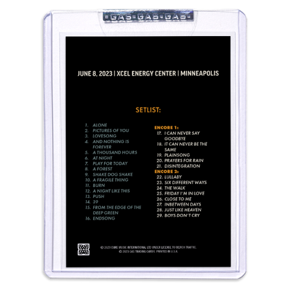 GAS The Cure June 8, 2023, Minneapolis, MN 2nd Edition Trading Card Illustrated by John Vogl