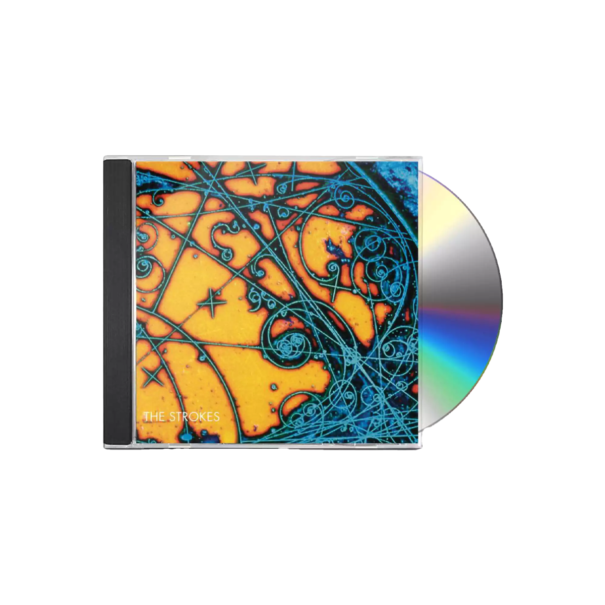 CD case and disc for 'Is This It' by The Strokes with a colorful abstract design on the cover.