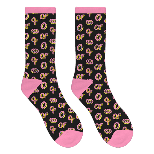 Donut Pattern Socks - Black/Pink-Odd Future