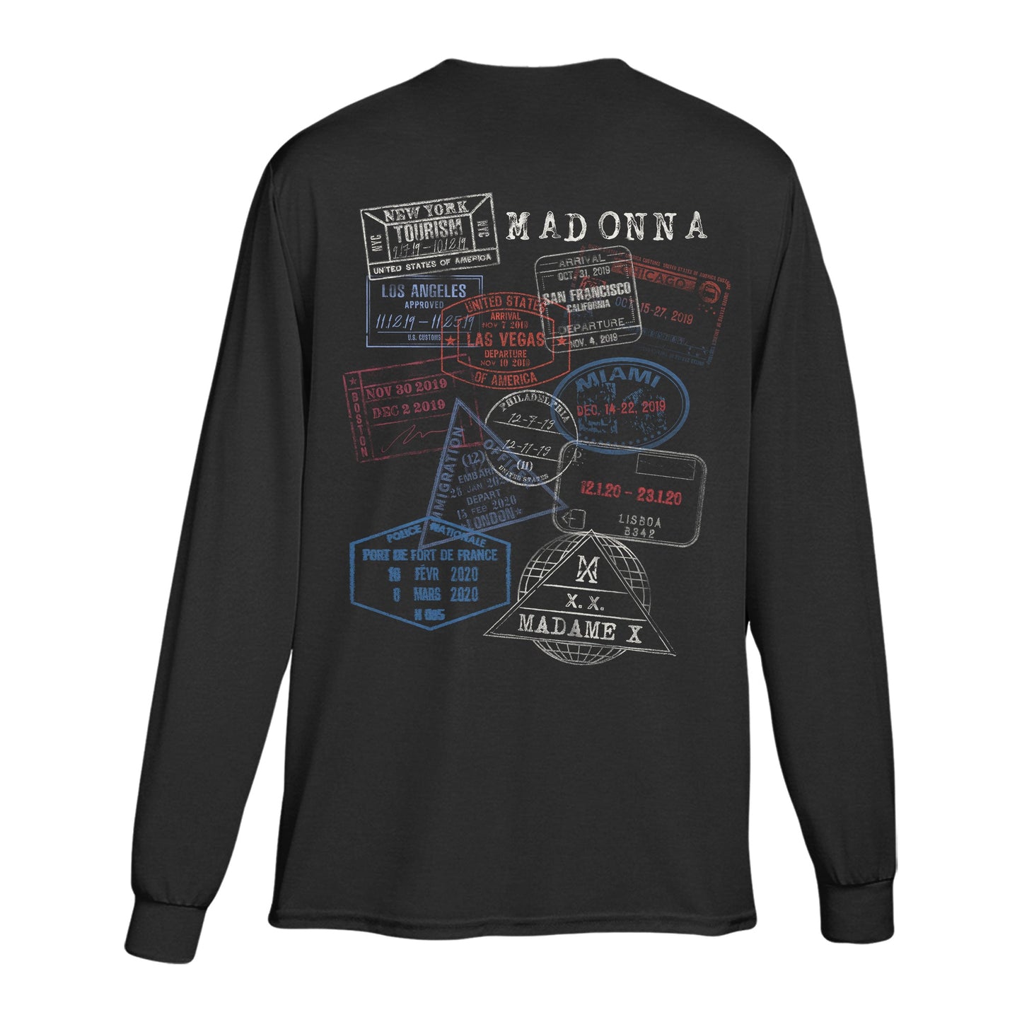 MX Logo passport stamp long sleeve tee-Madonna