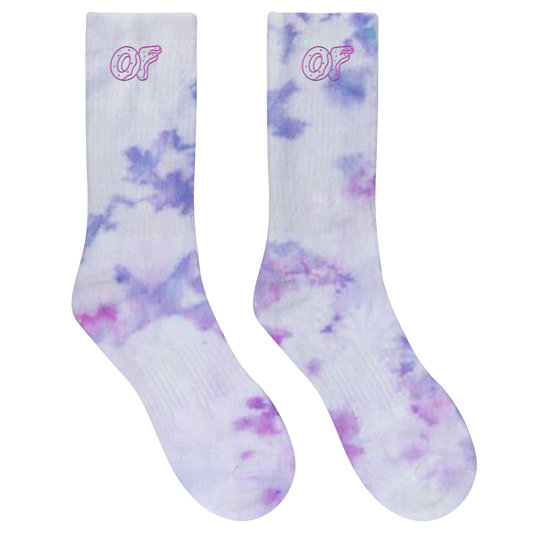 OF Logo Embroidered Socks - Violet Tie Dye-Odd Future