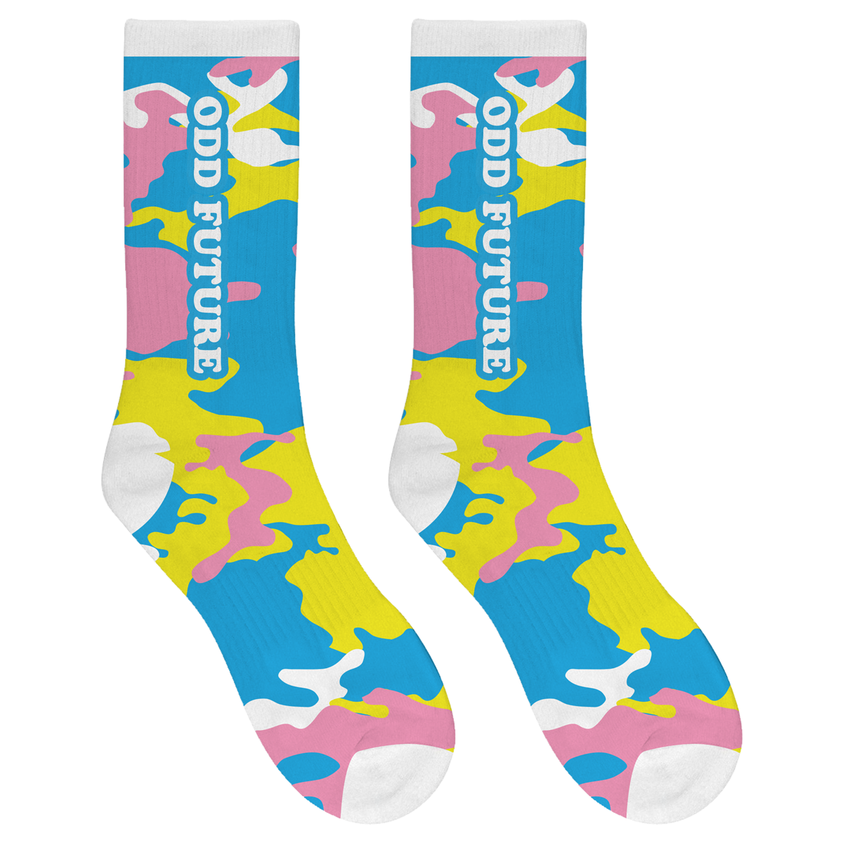 Odd Future Socks - Blue/Yellow/Pink Camo-Odd Future