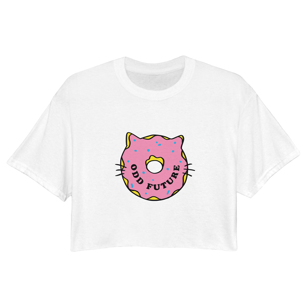 Donut Cat Crop Shirt - White-Odd Future