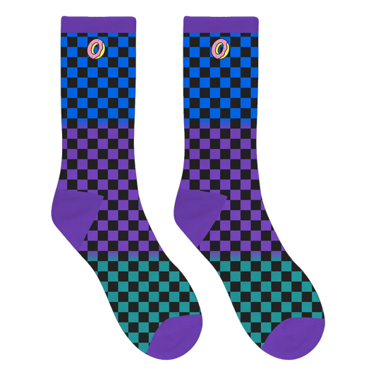 Donut O Checkerboard Socks - Blue/Purple/Green-Odd Future