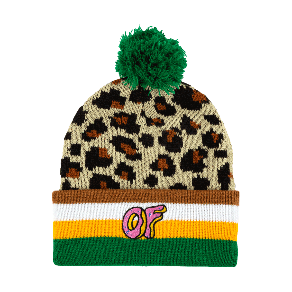 OF Leopard Pom Pom Beanie