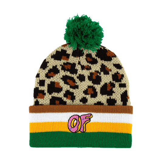 OF Leopard Pom Pom Beanie