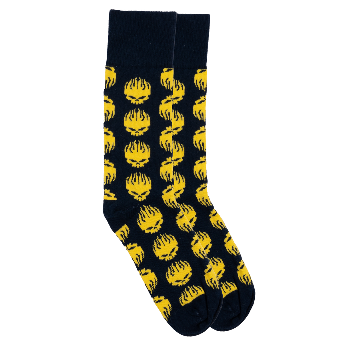 Flaming Skull Socks Black