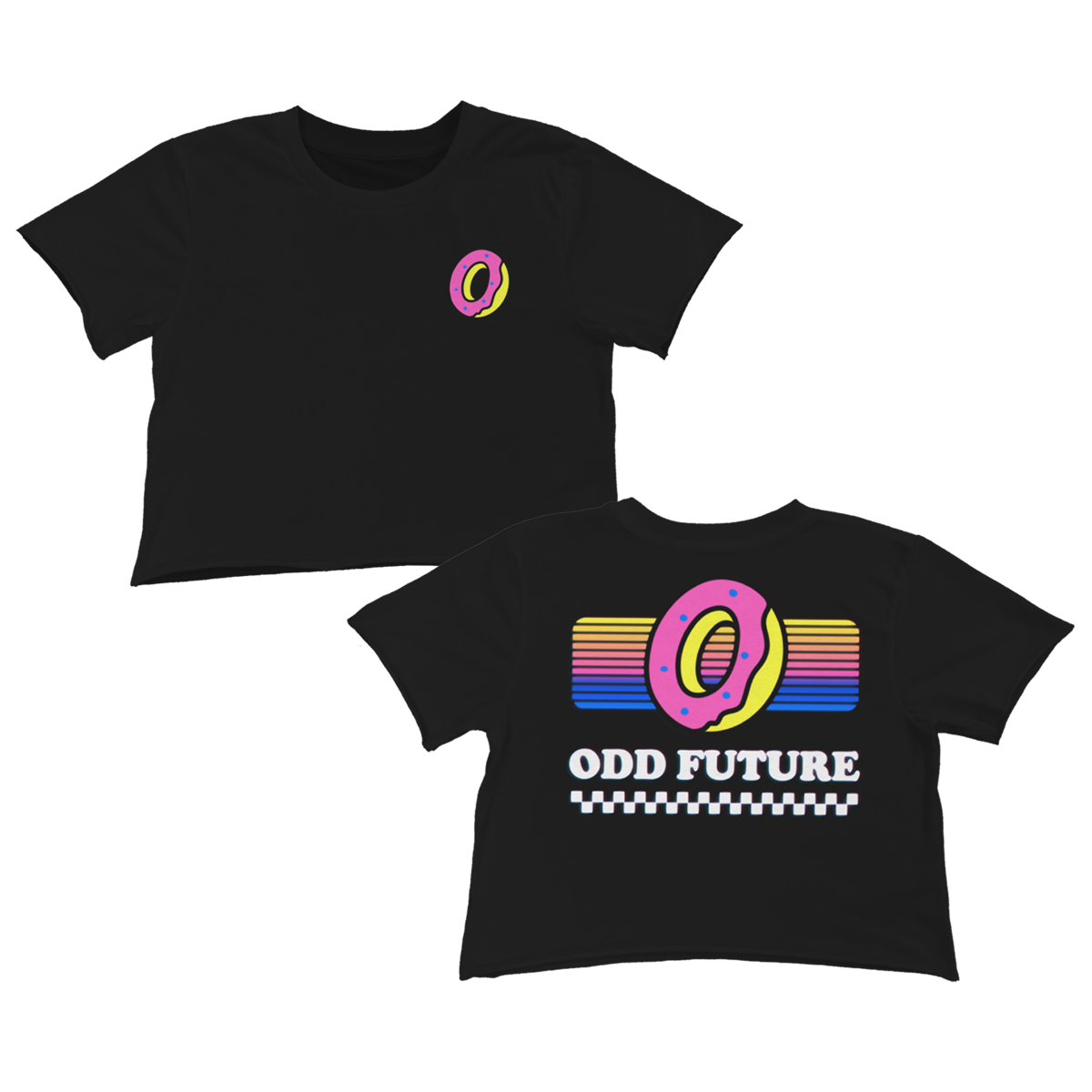 Rainbow Checkerboard Crop Shirt - Black-Odd Future