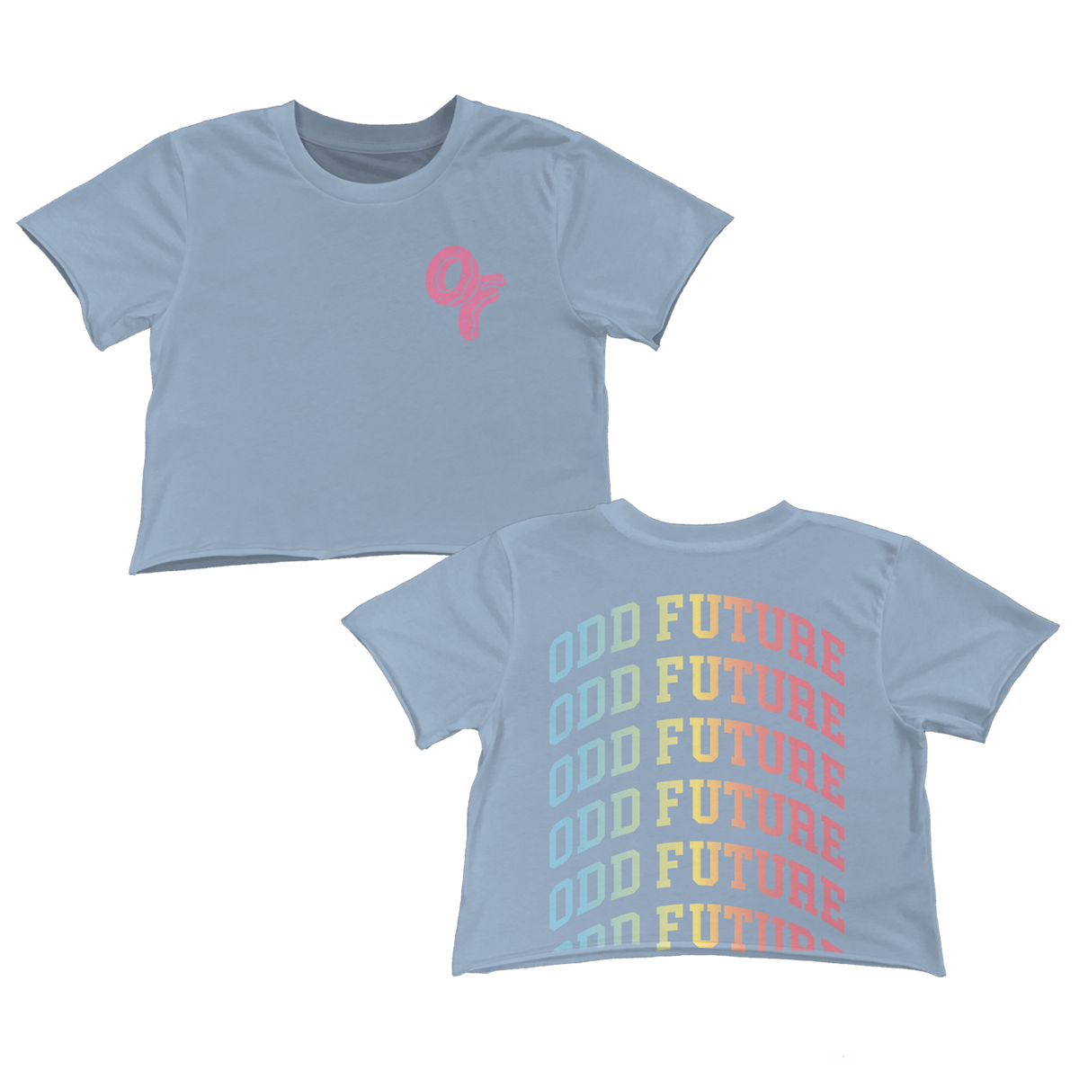 Repeat Rainbow Crop Shirt - Dusty Blue-Odd Future