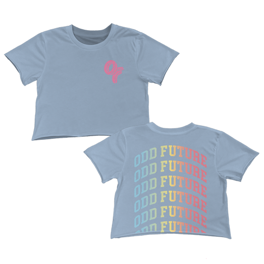 Repeat Rainbow Crop Shirt - Dusty Blue-Odd Future