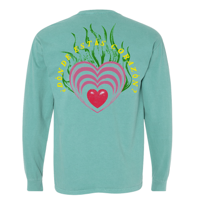 ¿Dónde Estás Corazón? Pocket Longsleeve Tee - Seafoam