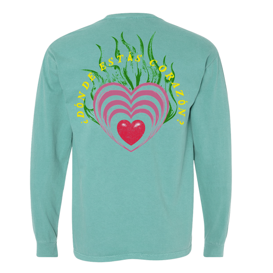 ¿Dónde Estás Corazón? Pocket Longsleeve Tee - Seafoam