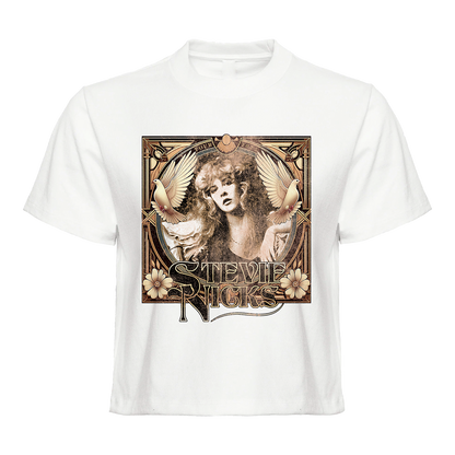 Stevie Nicks Tour 2025 Terracotta Doves Cropped Tee