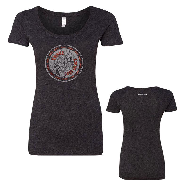 Women's Riot Cocktail Black T Shirt-Three Days Grace