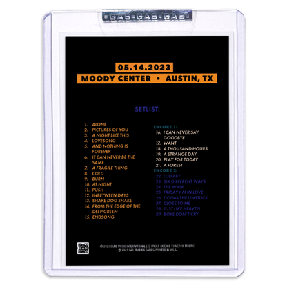 GAS The Cure May 14, 2023, Austin, TX 2nd Edition Trading Card by Oliver Barrett