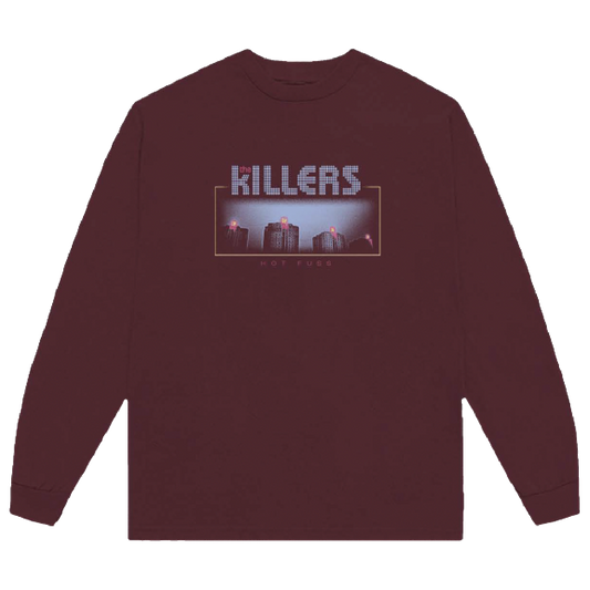 BURGUNDY HOT FUSS TRACKLIST LONG SLEEVE T-SHIRT