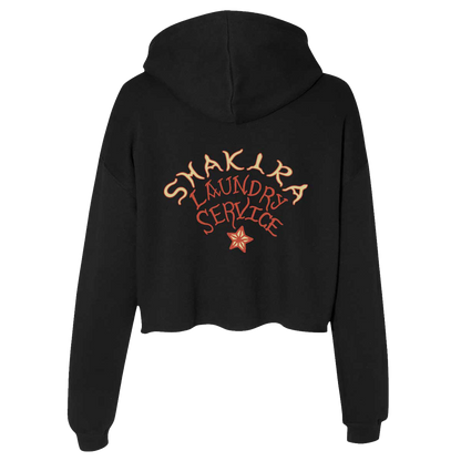 Laundry Service Logo Ladies Cropped Hoodie - Black